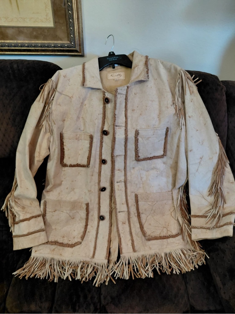 Fringed leather western style jacket